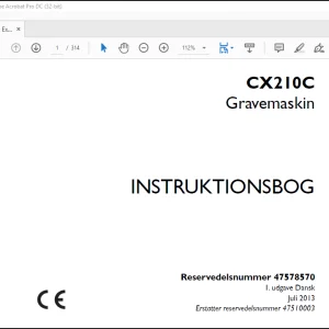 Case CX210C Gravemaskin Instruktionsbog Manual(47578570)  - PDF DOWNLOAD (Danish)