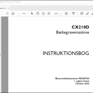 Case CX210D Bæltegravemaskine INSTRUKTIONSBOG(90430744) -  PDF DOWNLOAD (Danish)