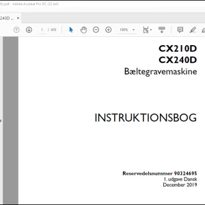 Case CX210D CX240D Bæltegravemaskine INSTRUKTIONSBOG(90324695) - PDF DOWNLOAD (Danish)