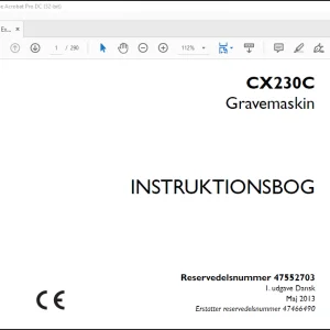 Case CX230C Gravemaskin Instruktionsbog Manual(47552703)  - PDF DOWNLOAD (Danish)