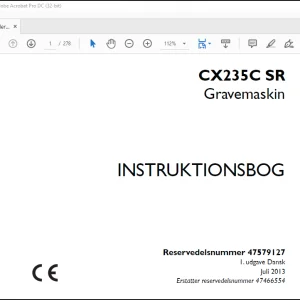Case CX235C SR Gravemaskin Instruktionsbog Manual(47579127) - PDF DOWNLOAD (Danish)
