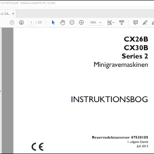 Case CX26B CX30B Series 2 Minigravemaskinen Instruktionbog Manual(47530105)  - PDF Download (Danish)