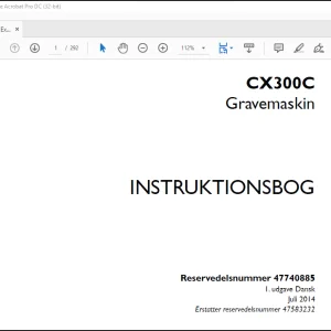 Case CX300C Gravemaskin Instruktionbog Manual(47740885)  - PDF DOWNLOAD (Danish)