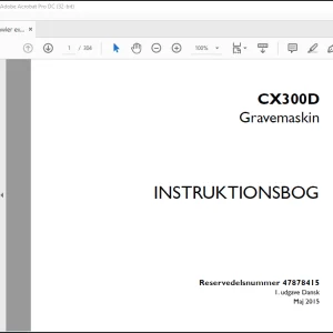 Case CX300D Gravemaskin Instruktionbog Manual(47878415)  - PDF DOWNLOAD (Danish)