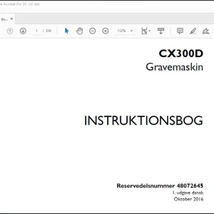 Case CX300D Gravemaskin Instruktionsbog Manual(48072645) -  PDF DOWNLOAD (Danish)