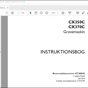 Case CX350C CX370C Gravemaskin Instruktionsbog Manual(47740842)  -  PDF DOWNLOAD (Danish)
