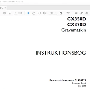 Case CX350D CX370D Gravemaskin Instruktionsbog Manual(51490729)-PDF DOWNLOAD(Danish)