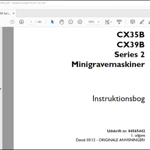 Case CX35B CX39B Series 2 Minigravemaskiner Instruktionbog Manual(84565442) - PDF DOWNLOAD (Danish)