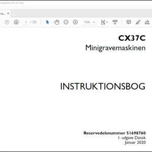 Case CX37C Minigravemaskinen Instruktionbog Manual(51698760)  - PDF DOWNLOAD (Danish)