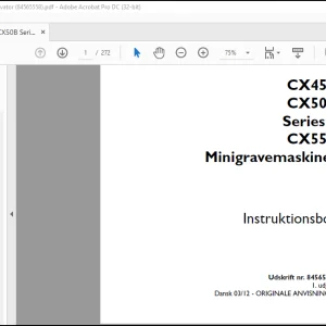 Case CX45B CX50B Series 2 CX55B Minigravemaskiner Instruktionsbog Manual(84565558)  - PDF DOWNLOAD (Danish)