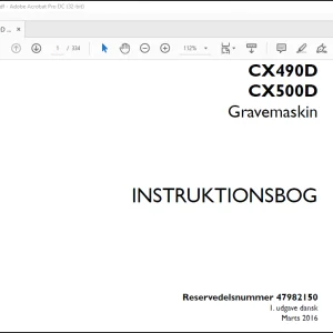 Case CX490D CX500D Gravemaskin INSTRUKTIONSBOG(47982150)  - PDF DOWNLOAD (Danish)