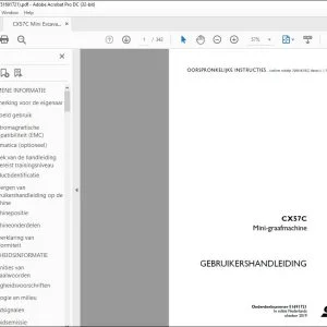 Case CX57C Mini-graafmachine GEBRUIKERSHANDLEIDING 51691721 - PDF DOWNLOAD (Dutch)