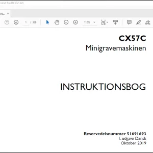 Case CX57C Minigravemaskinen Instruktionsbog Manual(51691693)  - PDF DOWNLOAD (Danish)