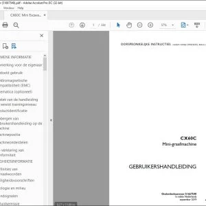 Case CX60C Mini-graafmachine Handleiding 51667548 - PDF DOWNLOAD (Dutch)