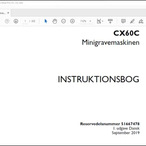 Case CX60C Minigravemaskinen Instruktionsbog Manual(51667478)  - PDF DOWNLOAD(Danish)