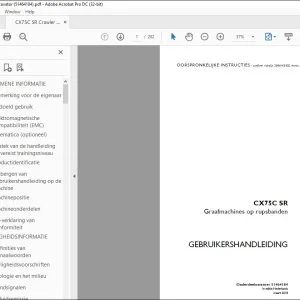 Case CX75C SR Graafmachines op rupsbanden Gebruikershandleiding(51464184) - PDF DOWNLOAD (Dutch)