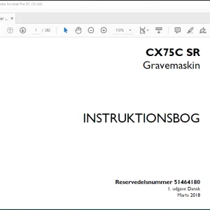 Case CX75C SR Gravemaskin Instruktionsbog Manual(51464180)  - PDF DOWNLOAD (Danish)