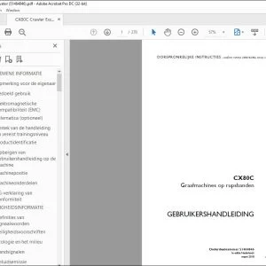 Case CX80C Graafmachines op rupsbanden GEBRUIKERSHANDLEIDING(51464846)  - PDF DOWNLOAD (Dutch)
