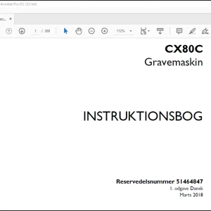 Case CX80C Gravemaskin Instruktionbog Manual(51464847) -  PDF DOWNLOAD (Danish)