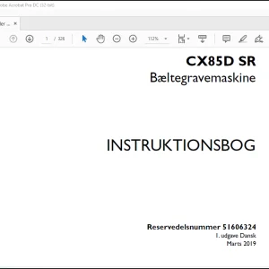Case CX85D SR Bæltegravemaskine INSTRUKTIONSBOG(51606324) -  PDF DOWNLOAD (Danish)