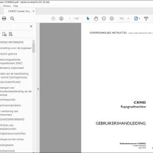 Case CX90D Rupsgraafmachine GEBRUIKERSHANDLEIDING(51606422) -  PDF DOWNLOAD (Dutch)
