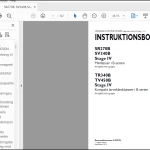 Case SR270B, SV340B Stage IV B Series SSL - TR340B, TV450B Stage IV B Series CTL Instrktionsbog Manual(51509794)-PDF DOWNLOAD (Danish)