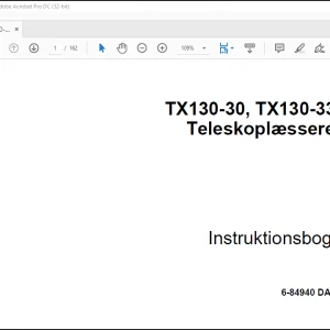 Case TX130-30, TX130-33 Teleskoplæssere Instruktionsbog Manual(6-84940)-PDF DOWNLOAD (Danish)