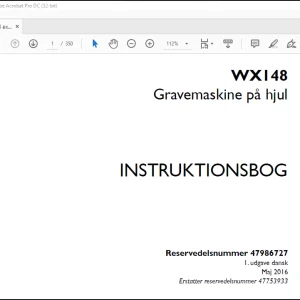 Case WX148 Gravemaskine på hjul Instruktionsbog Manual(47986727)  - PDF DOWNLOAD (Danish)