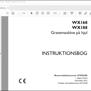 Case WX168 WX188 Gravemaskine på hjul Instruktionbog Manual(47476365)  - PDF DOWNLOAD (Danish)