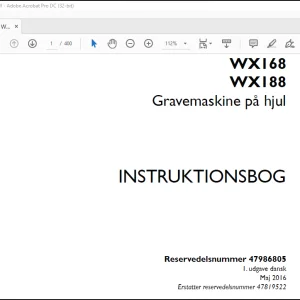 Case WX168 WX188 Gravemaskine på hjul Instruktionsbog Manual(47986805)  - PDF DOWNLOAD (Danish)