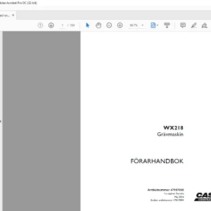 Case WX218 Grävmaskin FÖRARHANDBOK Manual 47987008 - PDF DOWNLOAD (SWEDISH)