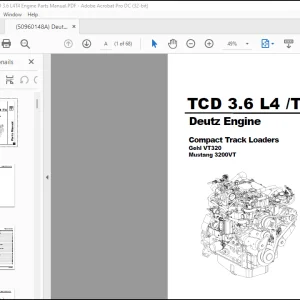 Deutz Engine TCD 3.6 L4 T4 Compact Track Loaders Gehl VT320 Mustang 3200VT Parts Manual 50960148 - PDF DOWNLOAD