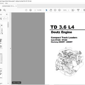 Deutz TD 3.6 L4 Compact Track Loaders Gehl RT250 RT255 Mustang 2500RT 2550RT Engine Parts Manual 50960058D - PDF DOWNLOAD
