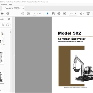 GEHL Compact Excavator 502 Parts Manual(908542) - PDF DOWNLOAD