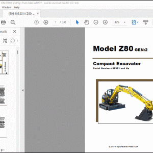 GEHL Compact Excavator Z80 GEN:2 Parts Manual (50940323) - PDF DOWNLOAD