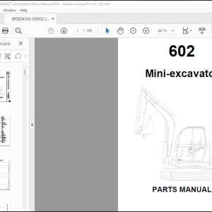 GEHL Mini-excavator 602 Parts Manual(908543) -  PDF DOWNLOAD