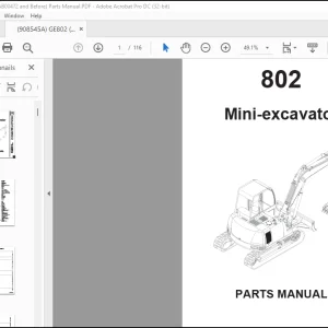 GEHL Mini-excavator 802 Parts Manual(908545) - PDF DOWNLOAD