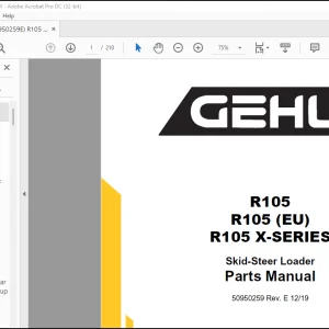 GEHL R105 R105 (EU) R105 X-SERIES Skid-Steer Loader Parts Manual(50950259) - PDF DOWNLOAD