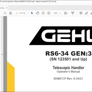 GEHL RS6-34 GEN3 Telescopic Handler Operator’s Manual(50960137) - PDF DOWNLOAD