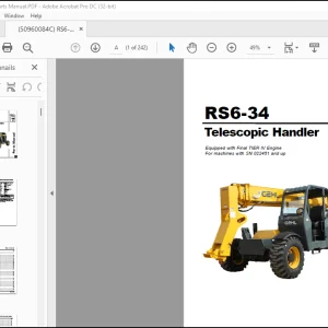 GEHL RS6-34 Telescopic Handler Parts Manual(50960084)  - PDF DOWNLOAD