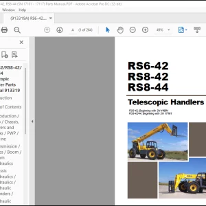 GEHL RS6-42 RS8-42 RS8-44 Telescopic Handlers Parts Manual(913319)  - PDF DOWNLOAD