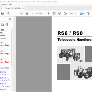 GEHL RS6 RS8 Telescopic Handlers Parts Manual(908492)  -  PDF DOWNLOAD