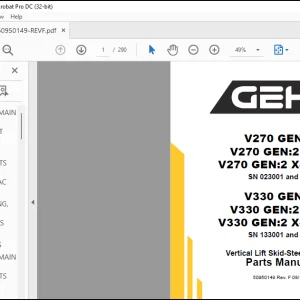 GEHL V270 GEN2 V270 GEN2 (EU) V270 GEN2 X-Series & V330 GEN2 V330 GEN2 (EU) V330 GEN2 X-Series Parts Manual(50950149)  - PDF DOWNLOAD