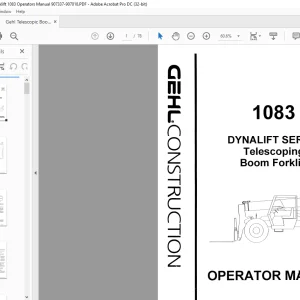 Gehl 1083 Dynalift Series Telescoping Boom Forklift Operator Manual 907337 - PDF DOWNLOAD