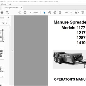 Gehl 1177 1217 1287 1410 Manure Spreaders Operator’s Manual 907540 - PDF DOWNLOAD