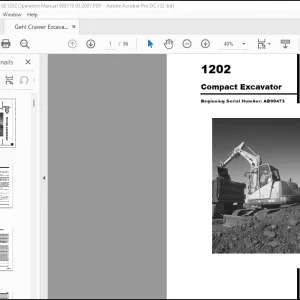 Gehl 1202 Compact Excavator Operator's Manual 908170 03.2007 - PDF DOWNLOAD