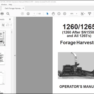 Gehl 1260 1265 Forage Harvester Operator's Manual 906623 - PDF DOWNLOAD