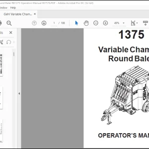 Gehl 1375 Variable Chamber Round Baler Operators Manual 907578 - PDF DOWNLOAD