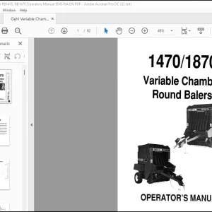 Gehl 1470 1870 Variable Chamber Round Balers Operator's Manual 904578 - PDF DOWNLOAD