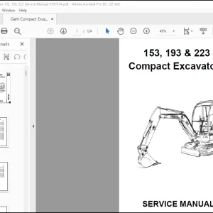 Gehl 153, 193 & 223 Compact Excavator Service Manual 918161A - PDF DOWNLOAD